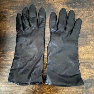 Women's Lord & Taylor Black Leather Gloves Size 7.5